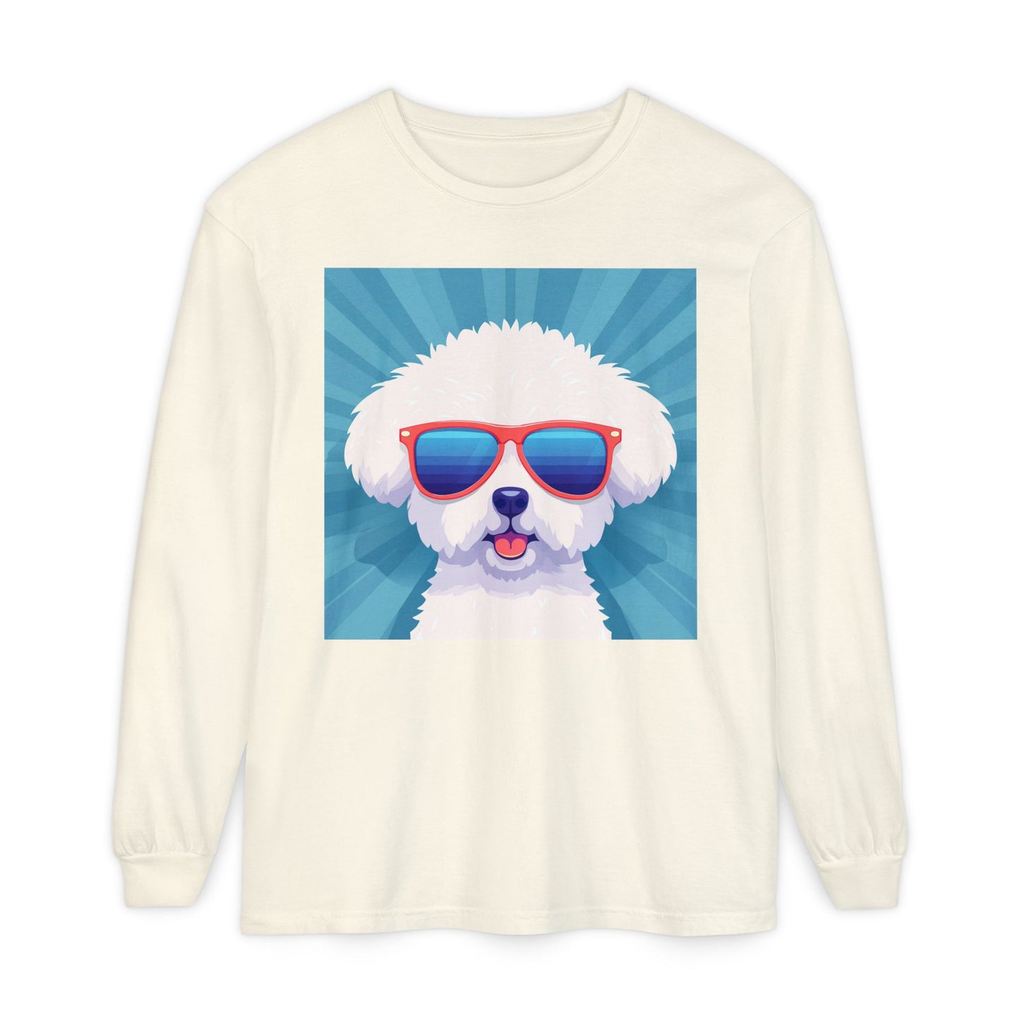Fluffy Dog with Sunglasses Long Sleeve Tee